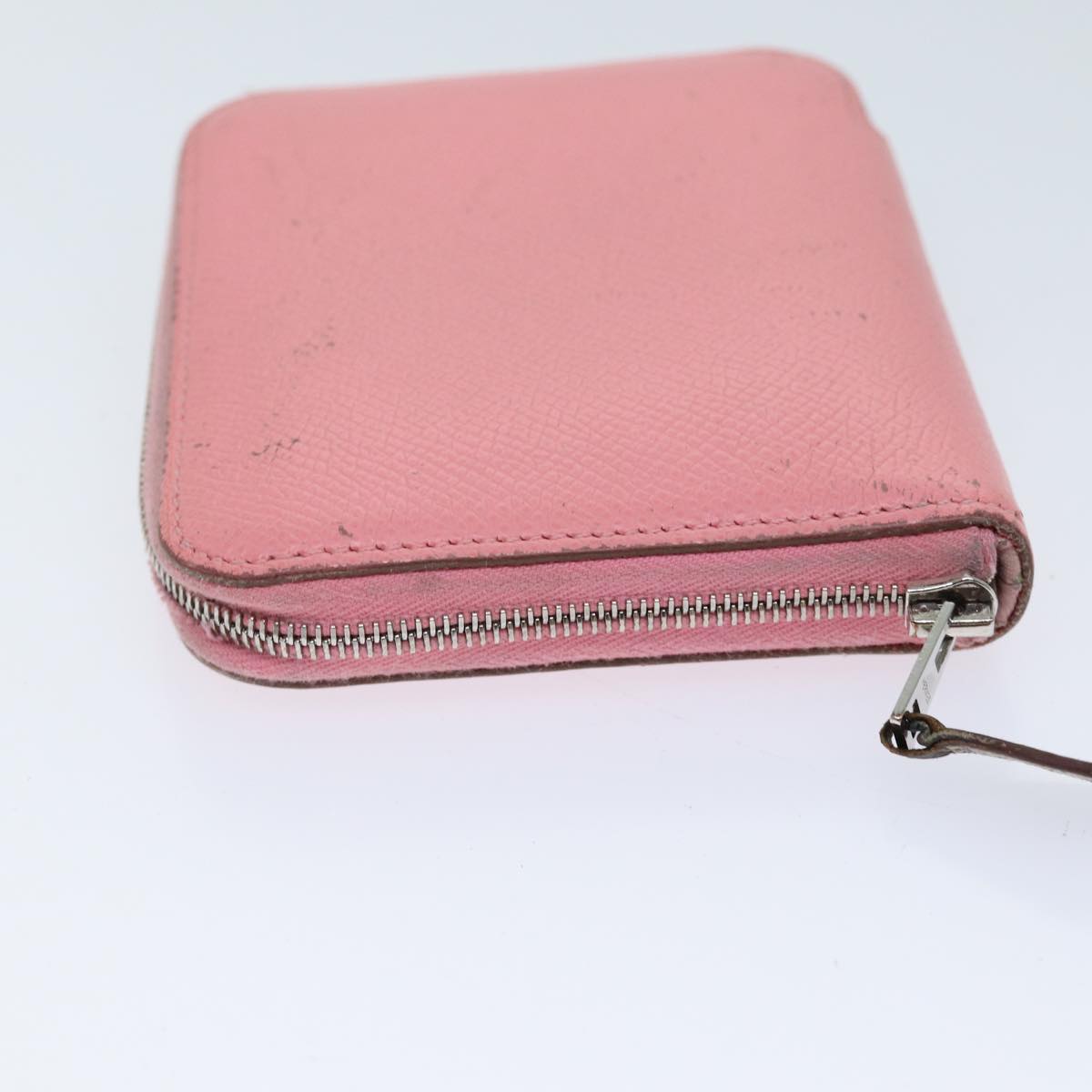 HERMES AzapSilk Incompact Wallet Leather Pink Auth bs13335