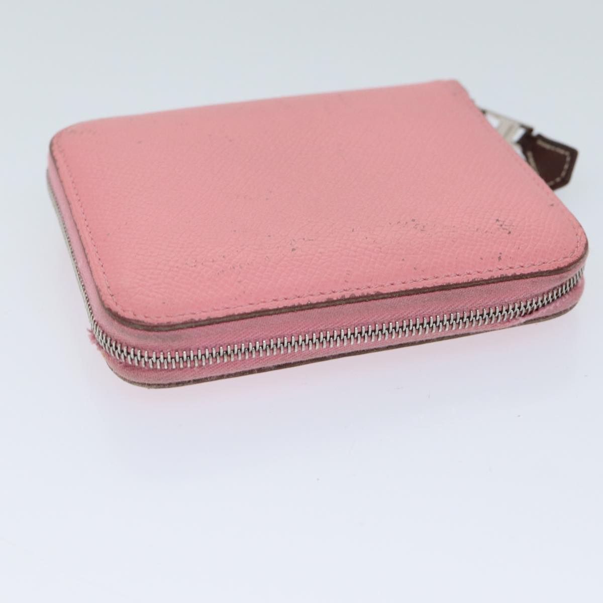 HERMES AzapSilk Incompact Wallet Leather Pink Auth bs13335