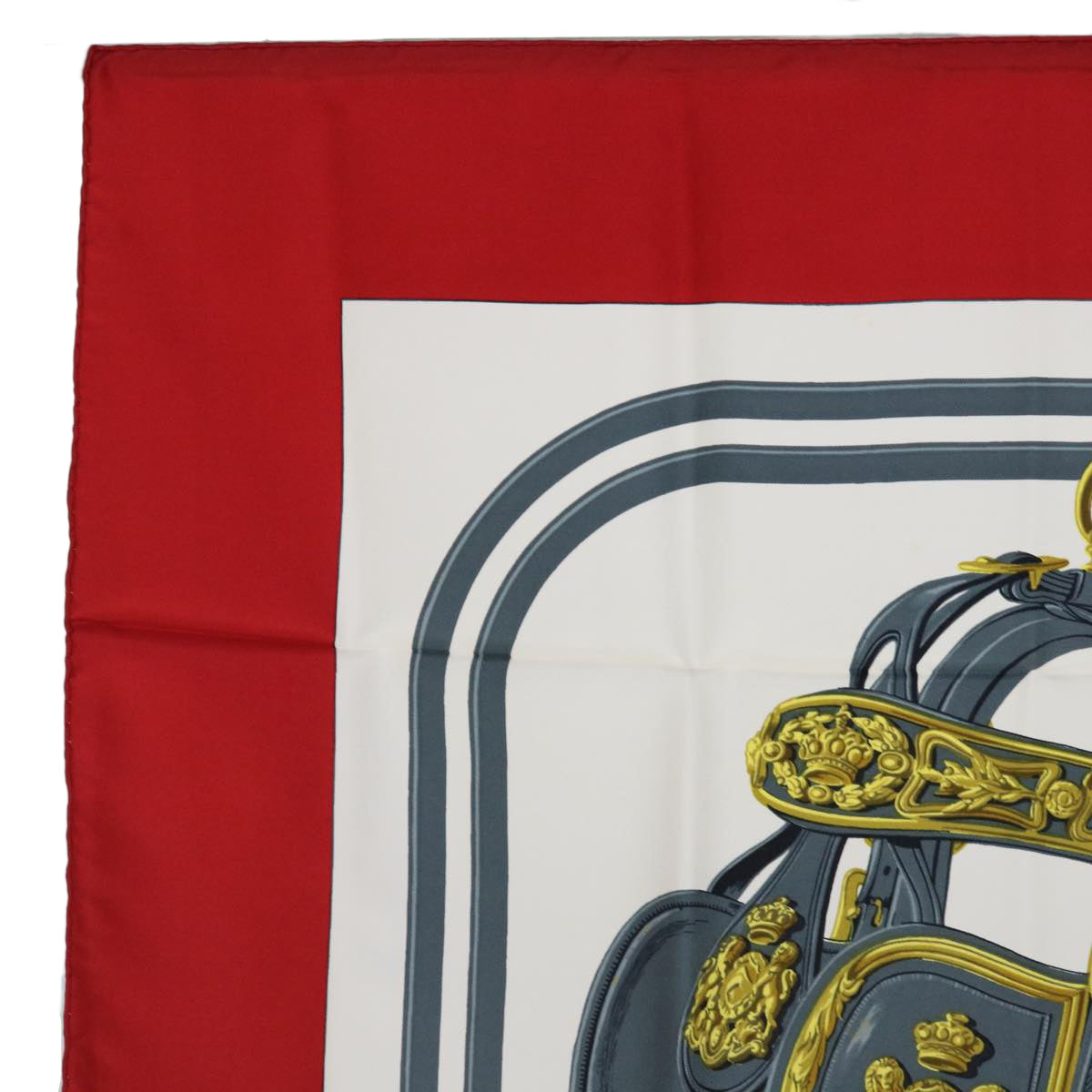 HERMES Carre 90 BRIDES de GALA Scarf Silk Red Auth bs13337