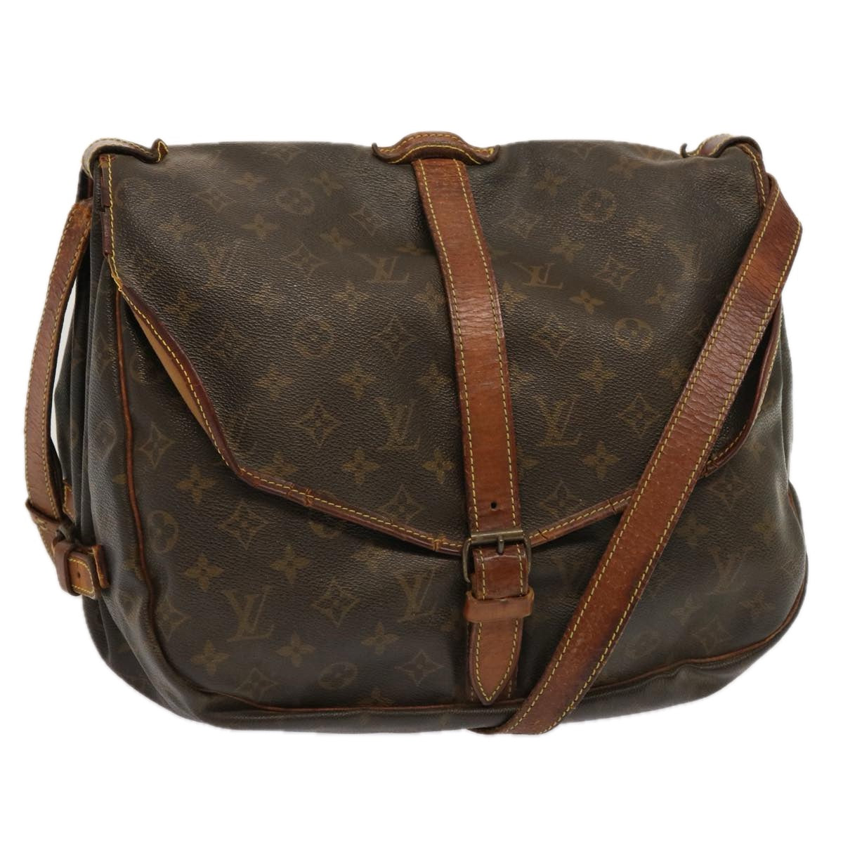 LOUIS VUITTON Monogram Saumur 35 Shoulder Bag M42254 LV Auth bs13341