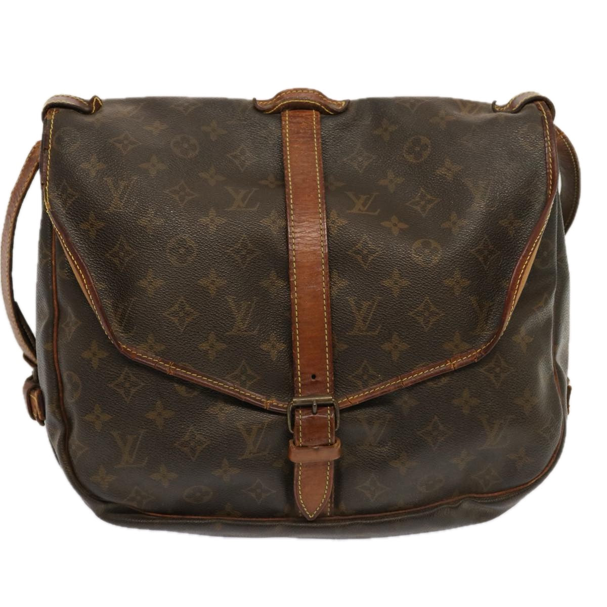 LOUIS VUITTON Monogram Saumur 35 Shoulder Bag M42254 LV Auth bs13341