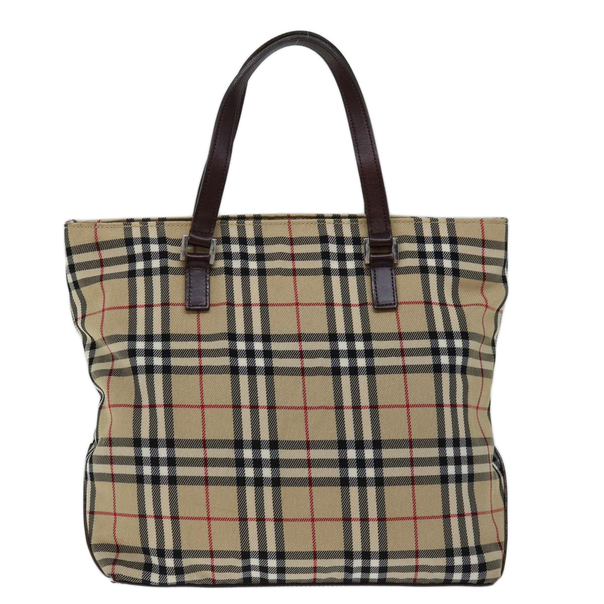 BURBERRY Nova Check Blue Label Hand Bag Canvas Beige Auth bs13348 - 0