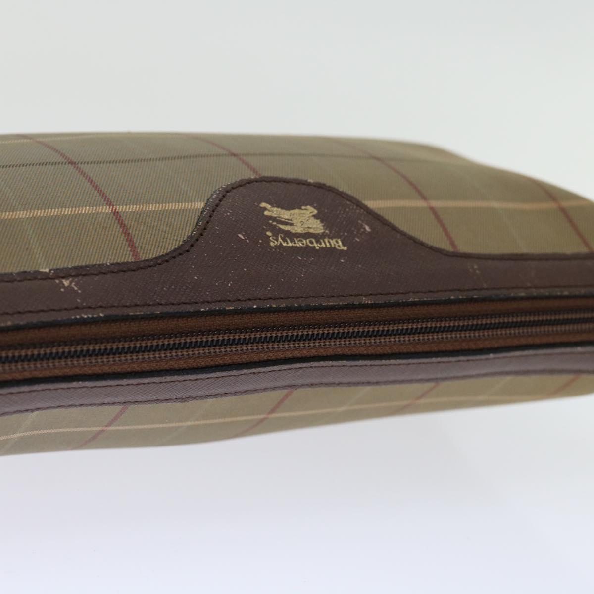 Burberrys Nova Check Clutch Bag Canvas Brown Auth bs13367