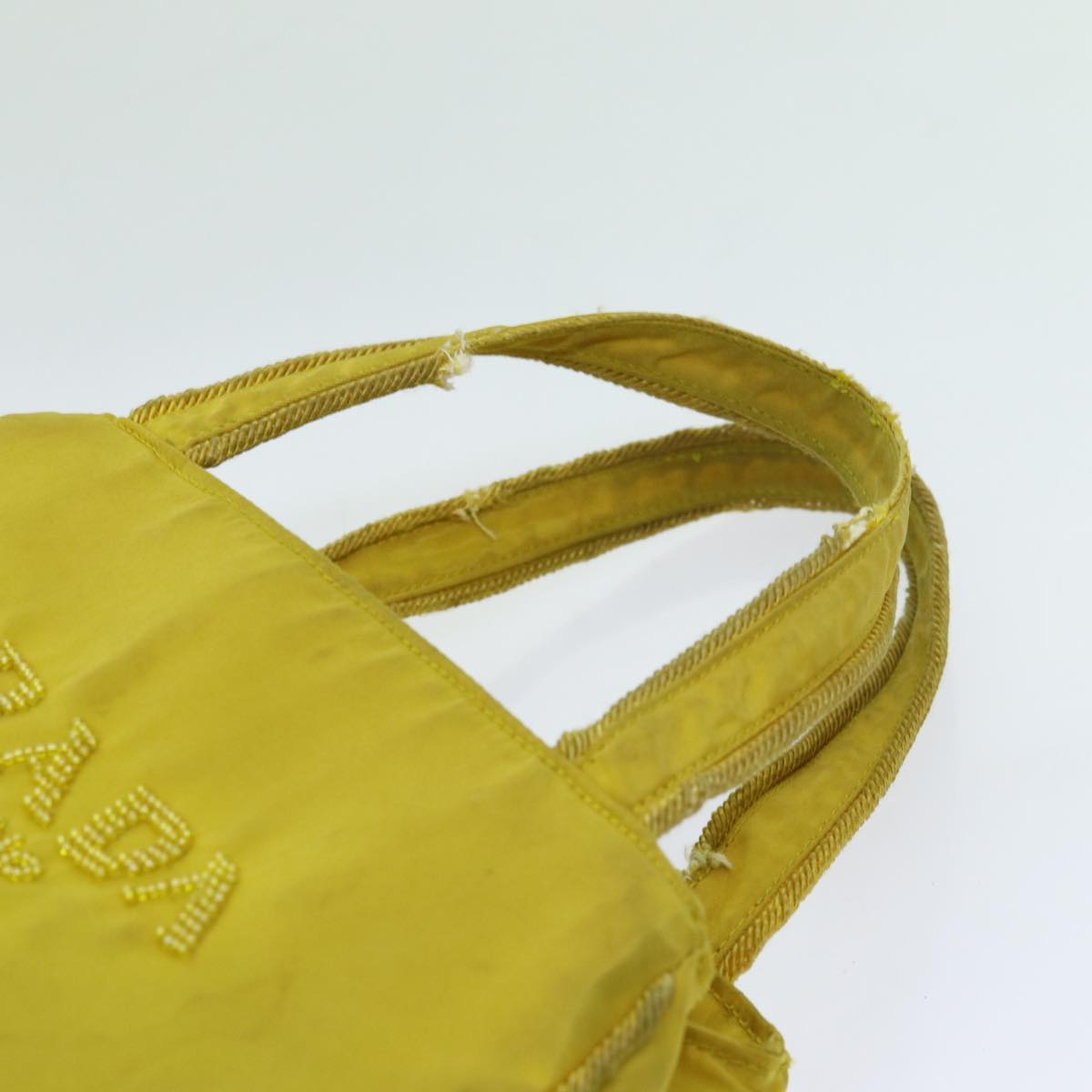 PRADA Hand Bag Nylon Yellow Auth bs13368