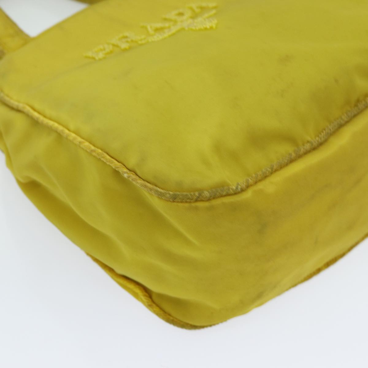 PRADA Hand Bag Nylon Yellow Auth bs13368