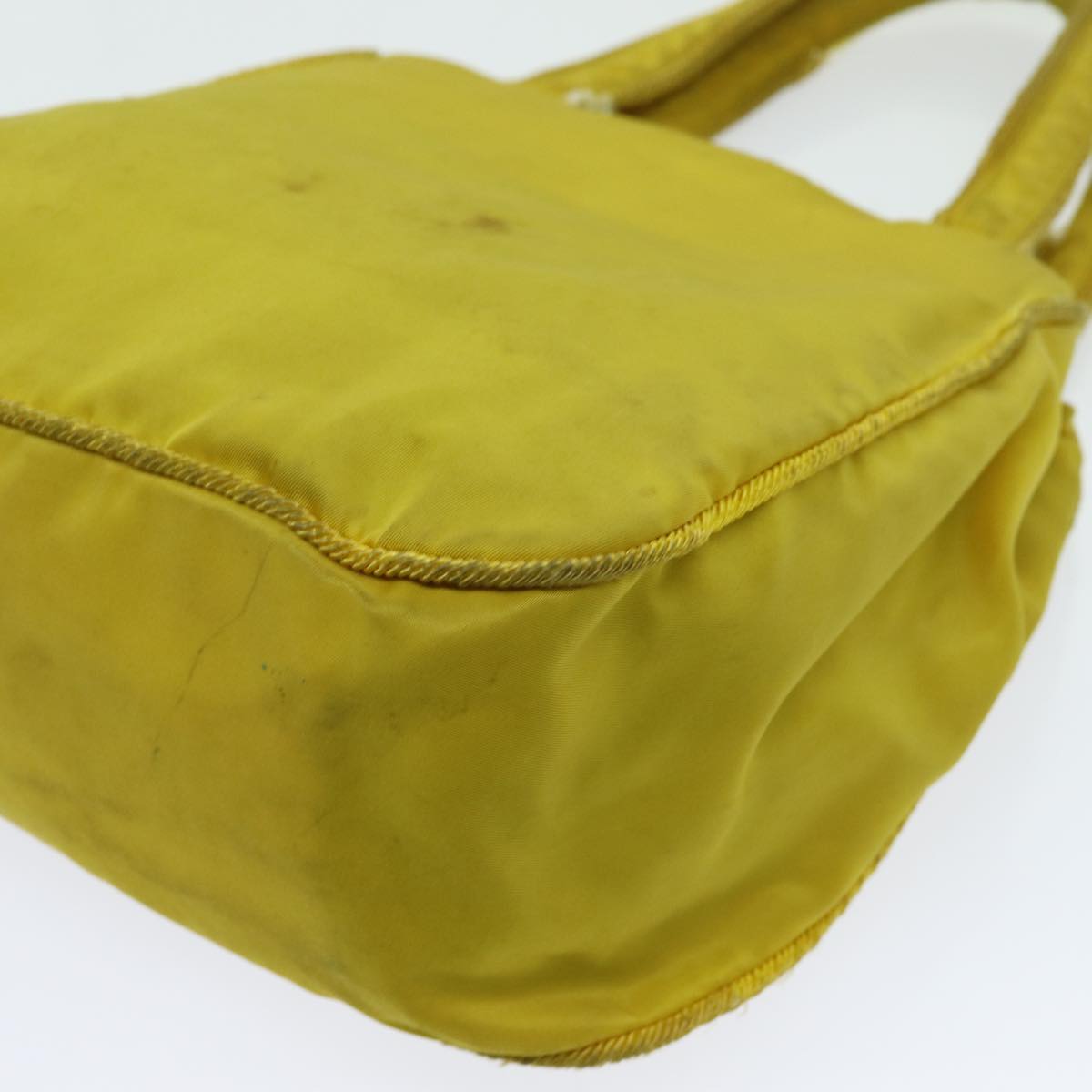 PRADA Hand Bag Nylon Yellow Auth bs13368