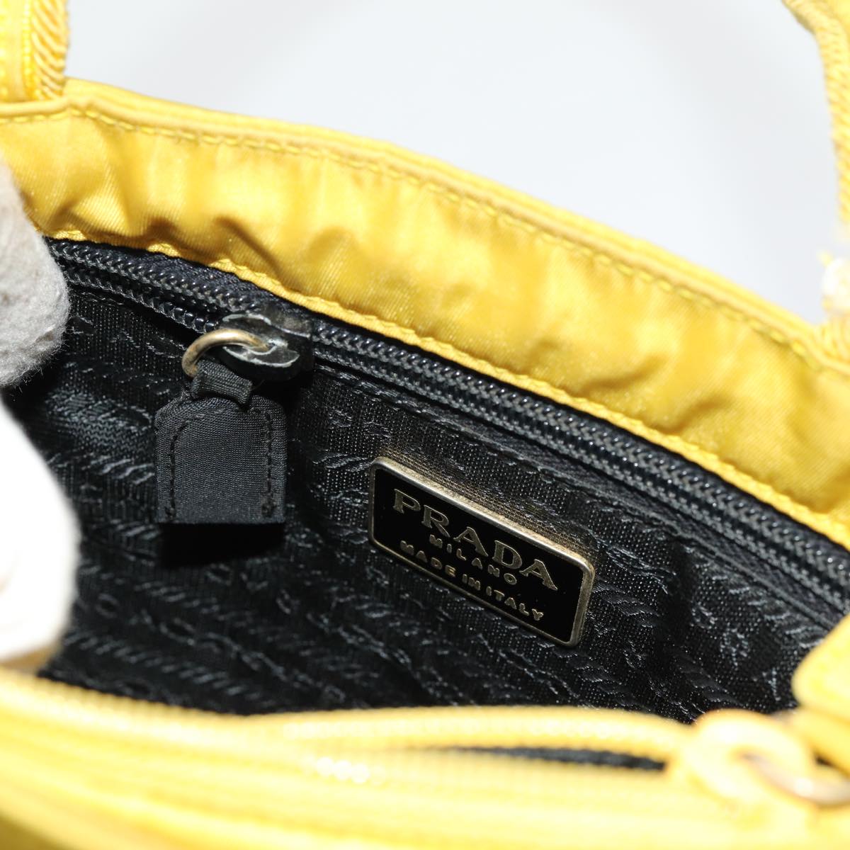 PRADA Hand Bag Nylon Yellow Auth bs13368