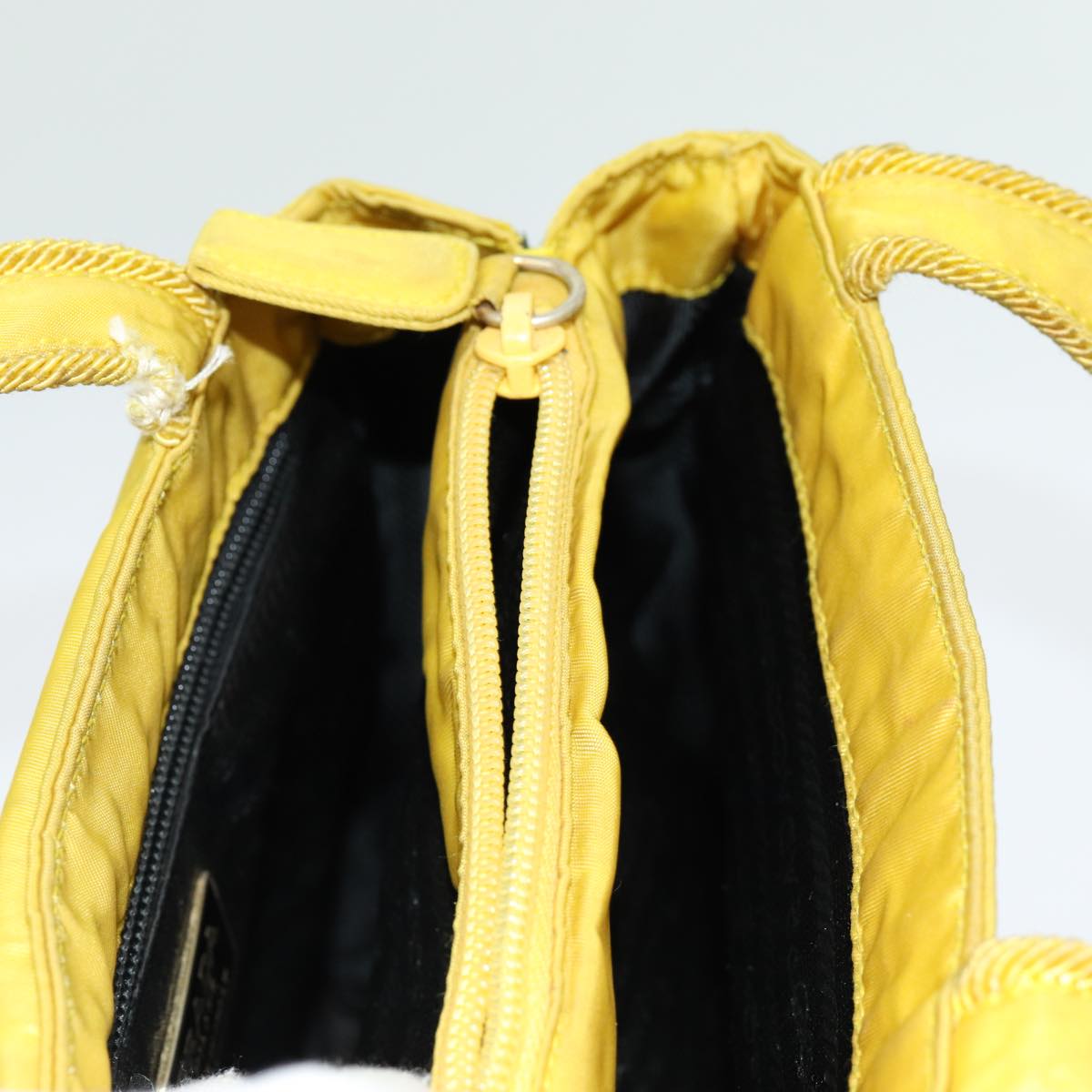 PRADA Hand Bag Nylon Yellow Auth bs13368