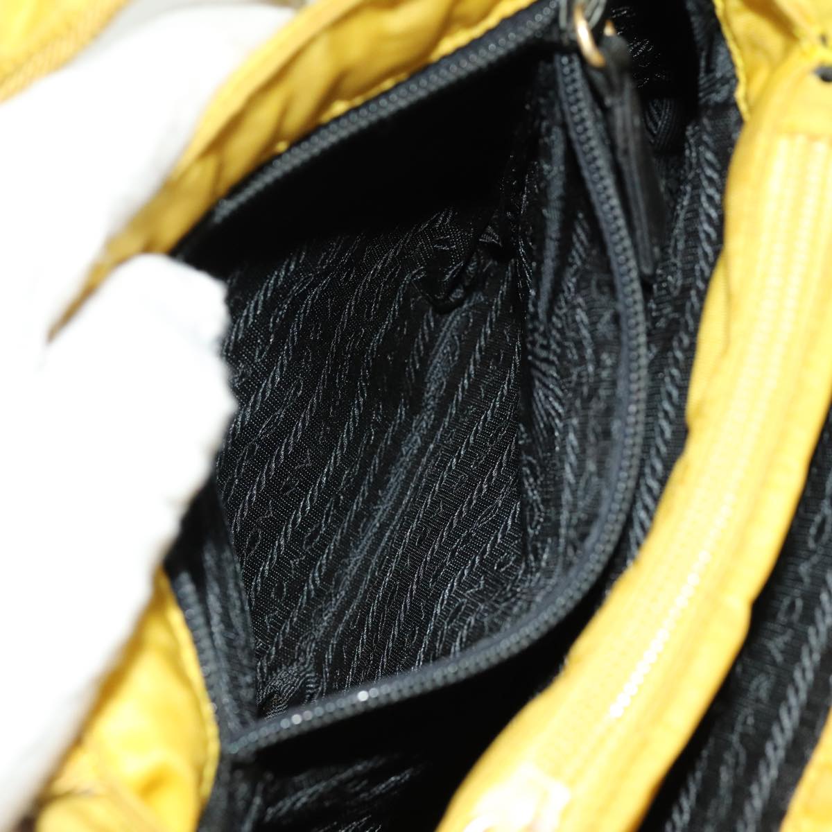 PRADA Hand Bag Nylon Yellow Auth bs13368