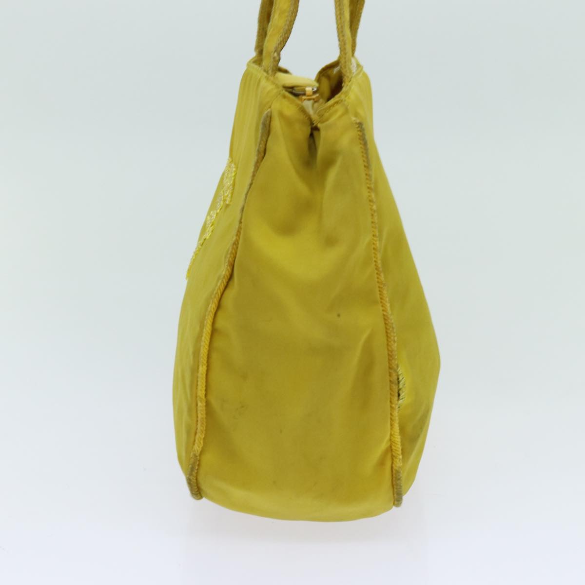 PRADA Hand Bag Nylon Yellow Auth bs13368