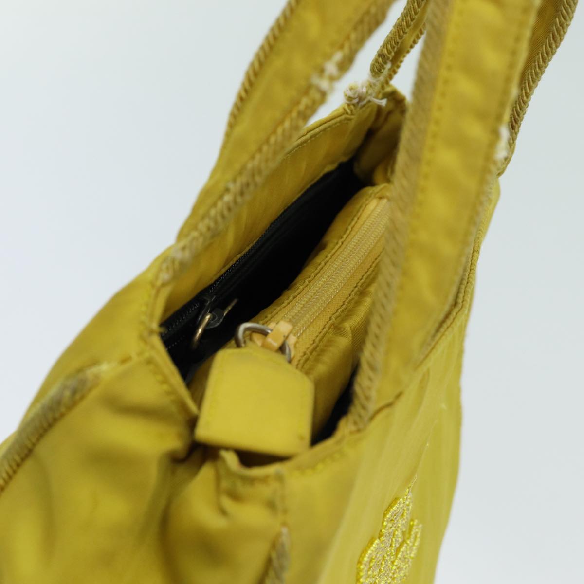 PRADA Hand Bag Nylon Yellow Auth bs13368