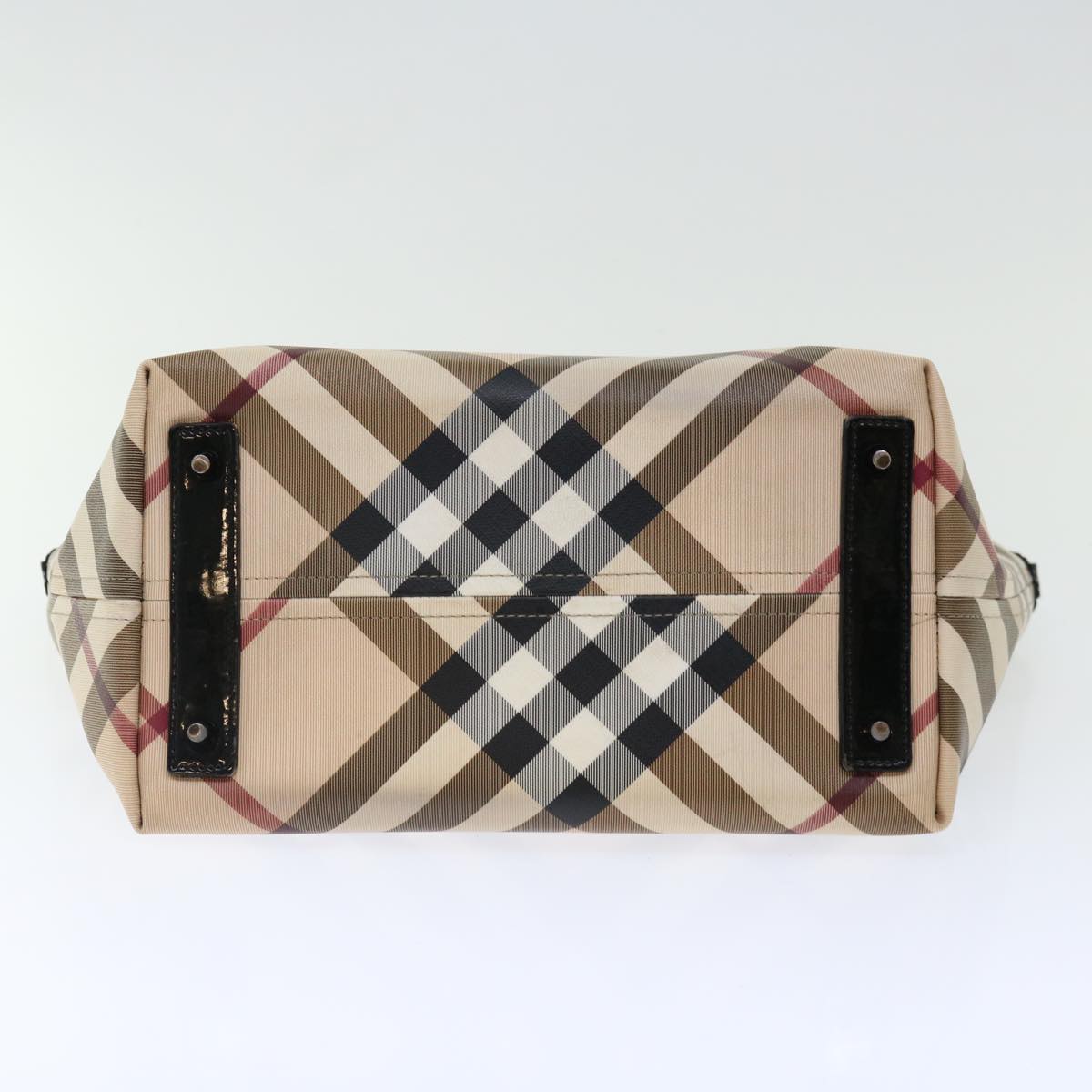 BURBERRY Nova Check Tote Bag Coated Canvas Beige Auth bs13371