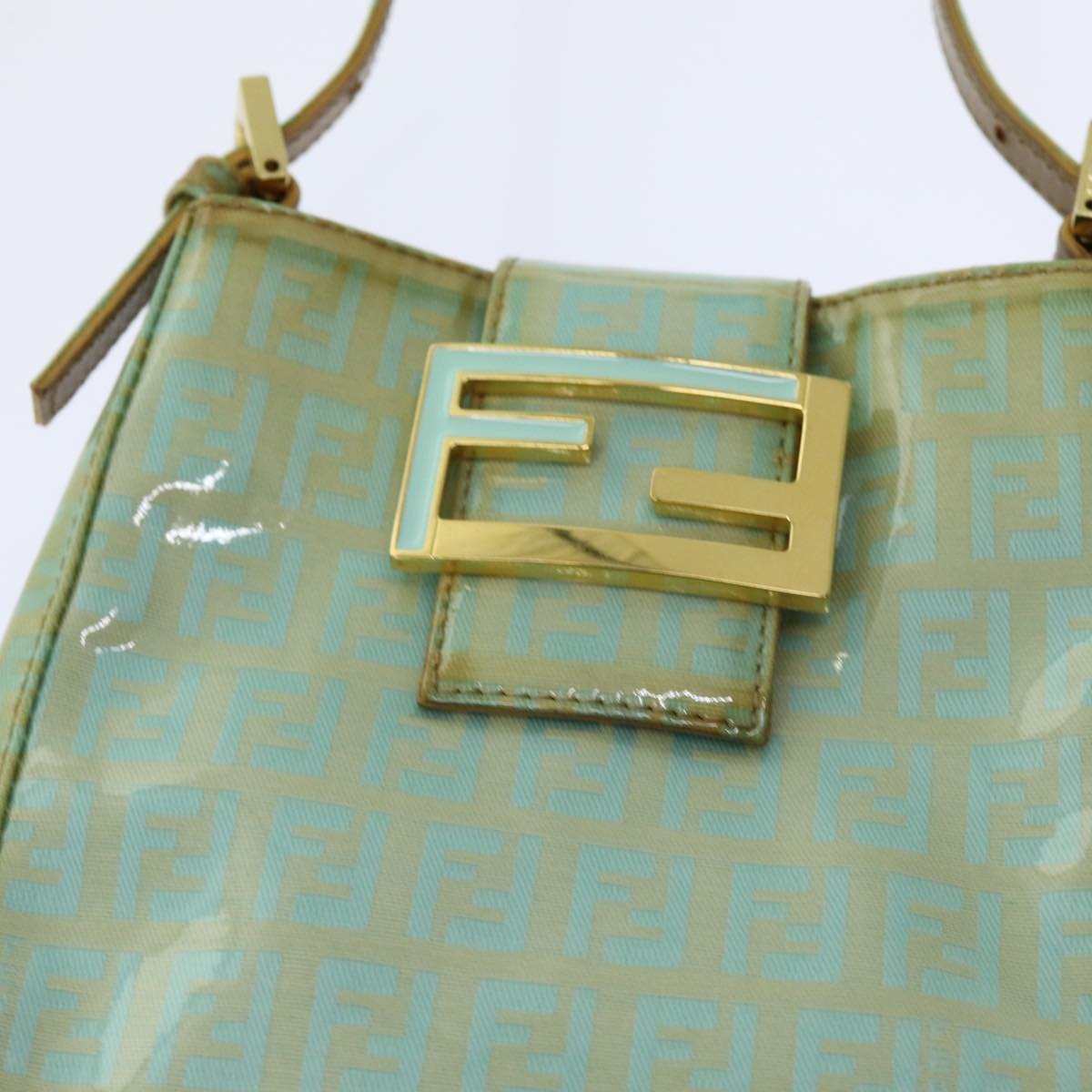 FENDI Zucchino Canvas Hand Bag Green Auth bs13377
