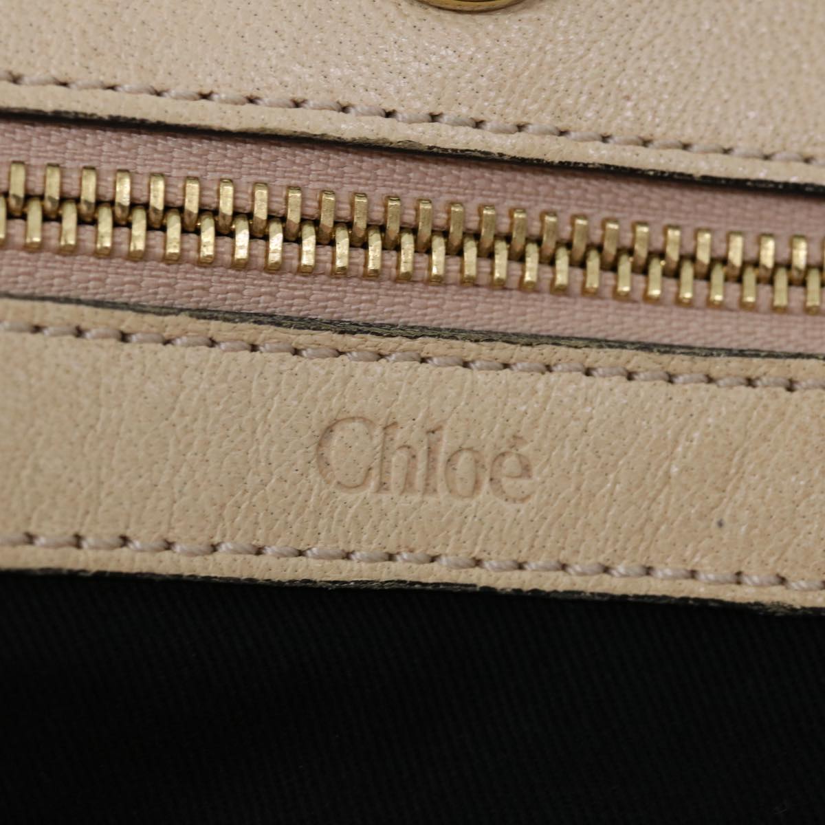 Chloe Etel Hand Bag Leather Beige Auth bs13382
