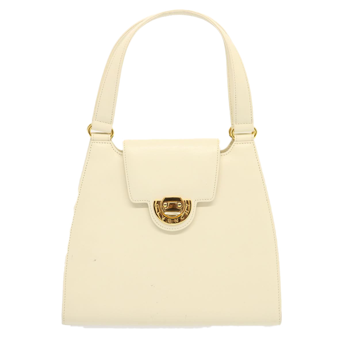 GIVENCHY Hand Bag Leather White Auth bs13388