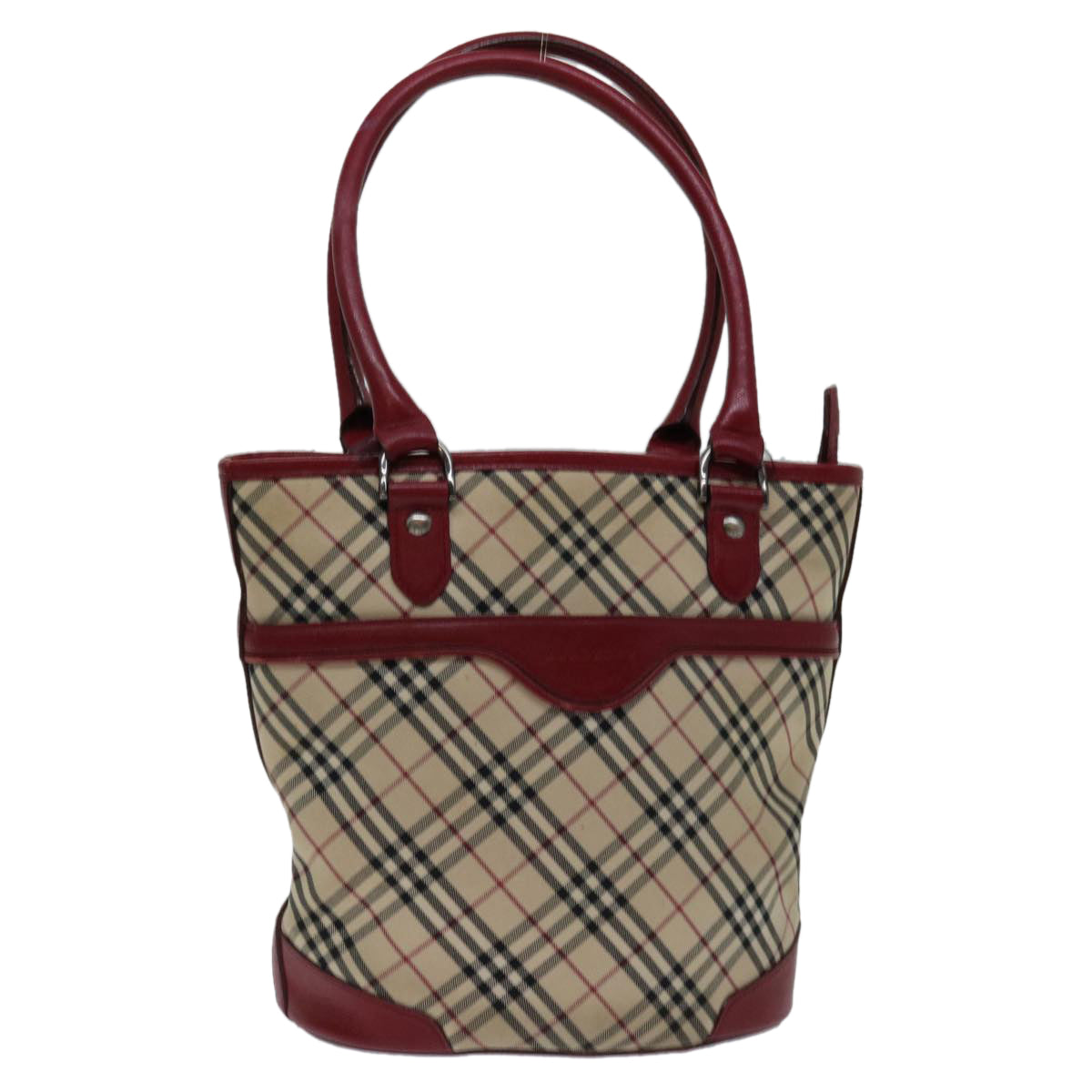 BURBERRY Nova Check Shoulder Bag Canvas Beige Auth bs13392