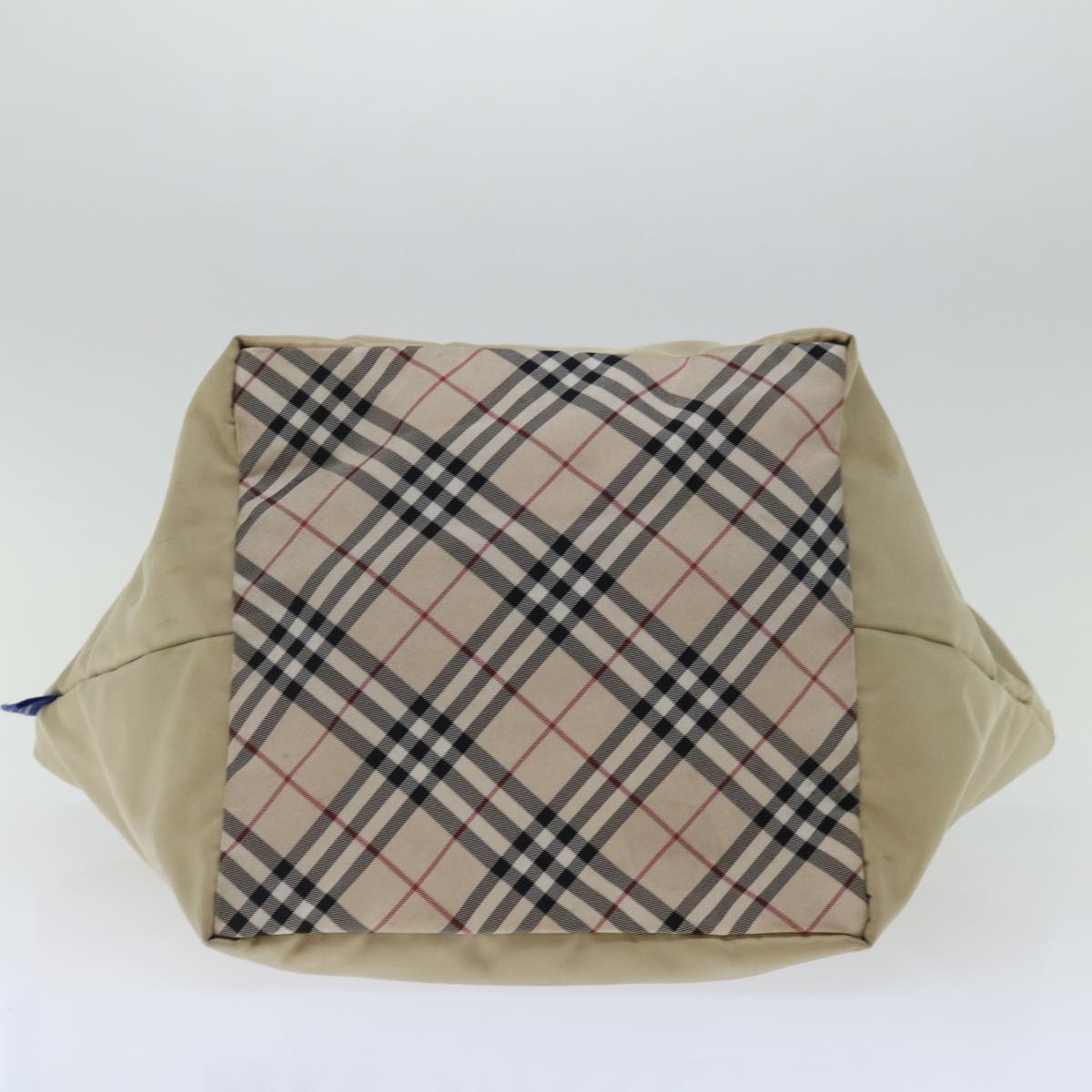 BURBERRY Nova Check Blue Label Hand Bag Nylon Beige Auth bs13393