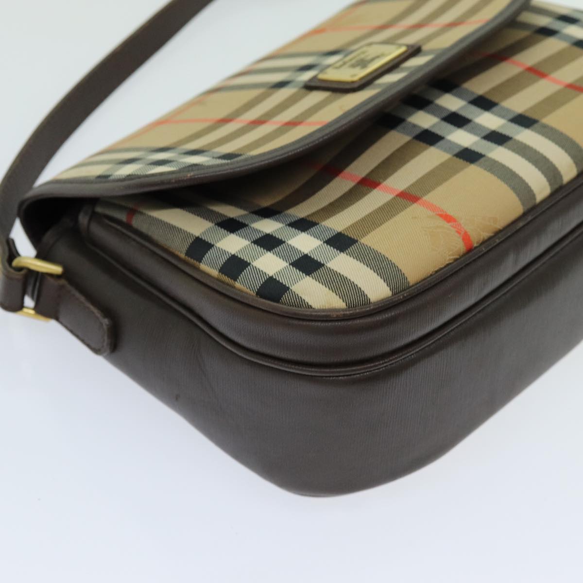 Burberrys Nova Check Shoulder Bag Canvas Beige Auth bs13394