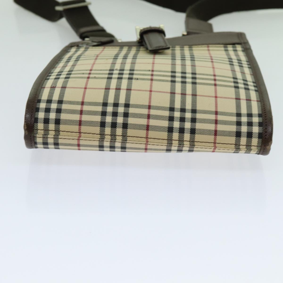 BURBERRY Nova Check Shoulder Bag Canvas Beige Auth bs13395