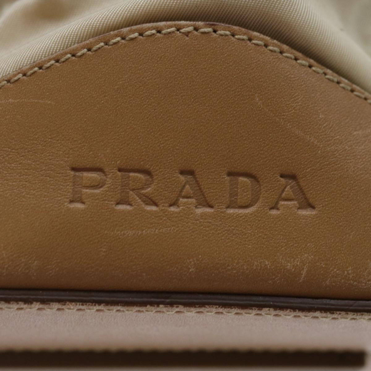 PRADA Shoulder Bag Nylon Beige Auth bs13402