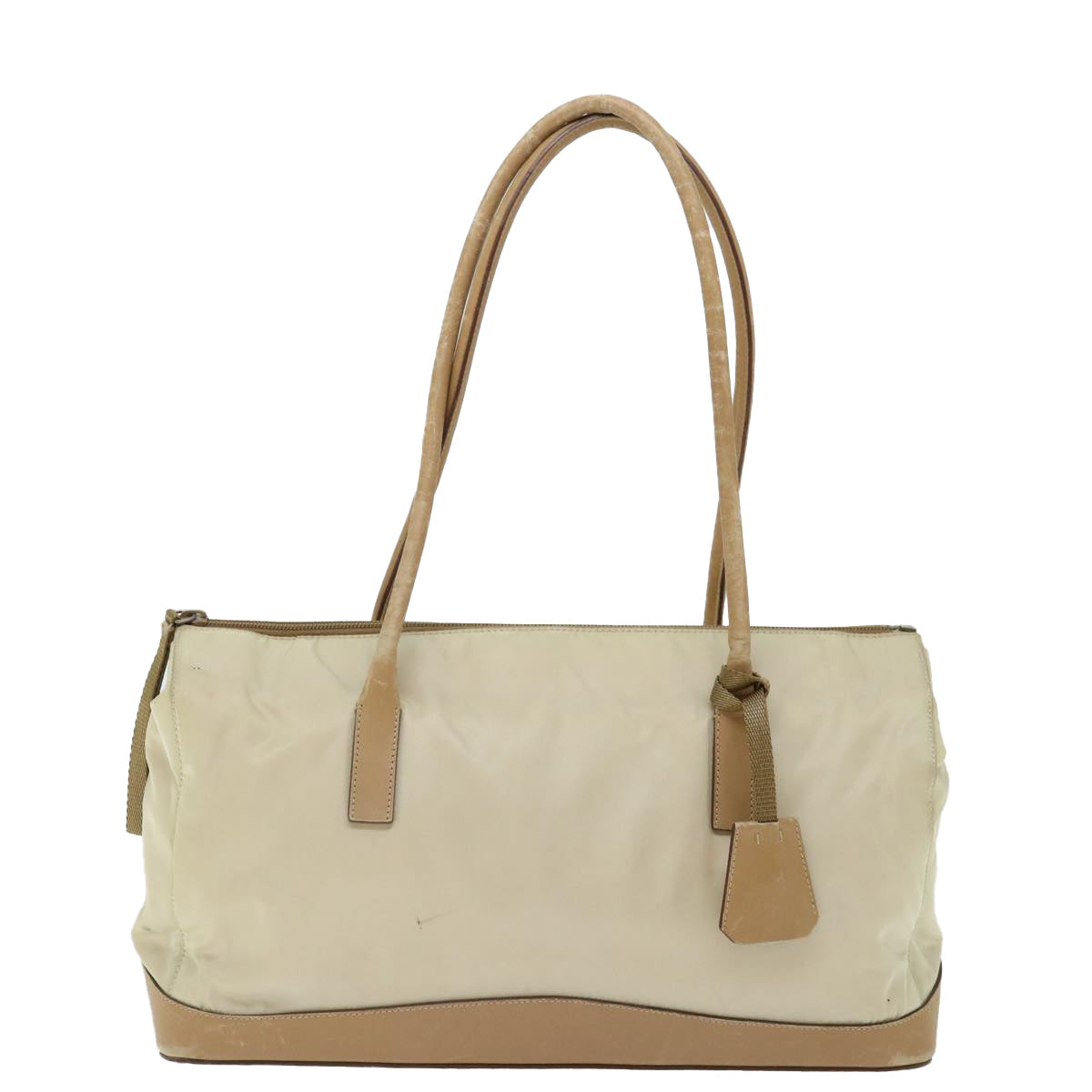 PRADA Shoulder Bag Nylon Beige Auth bs13402