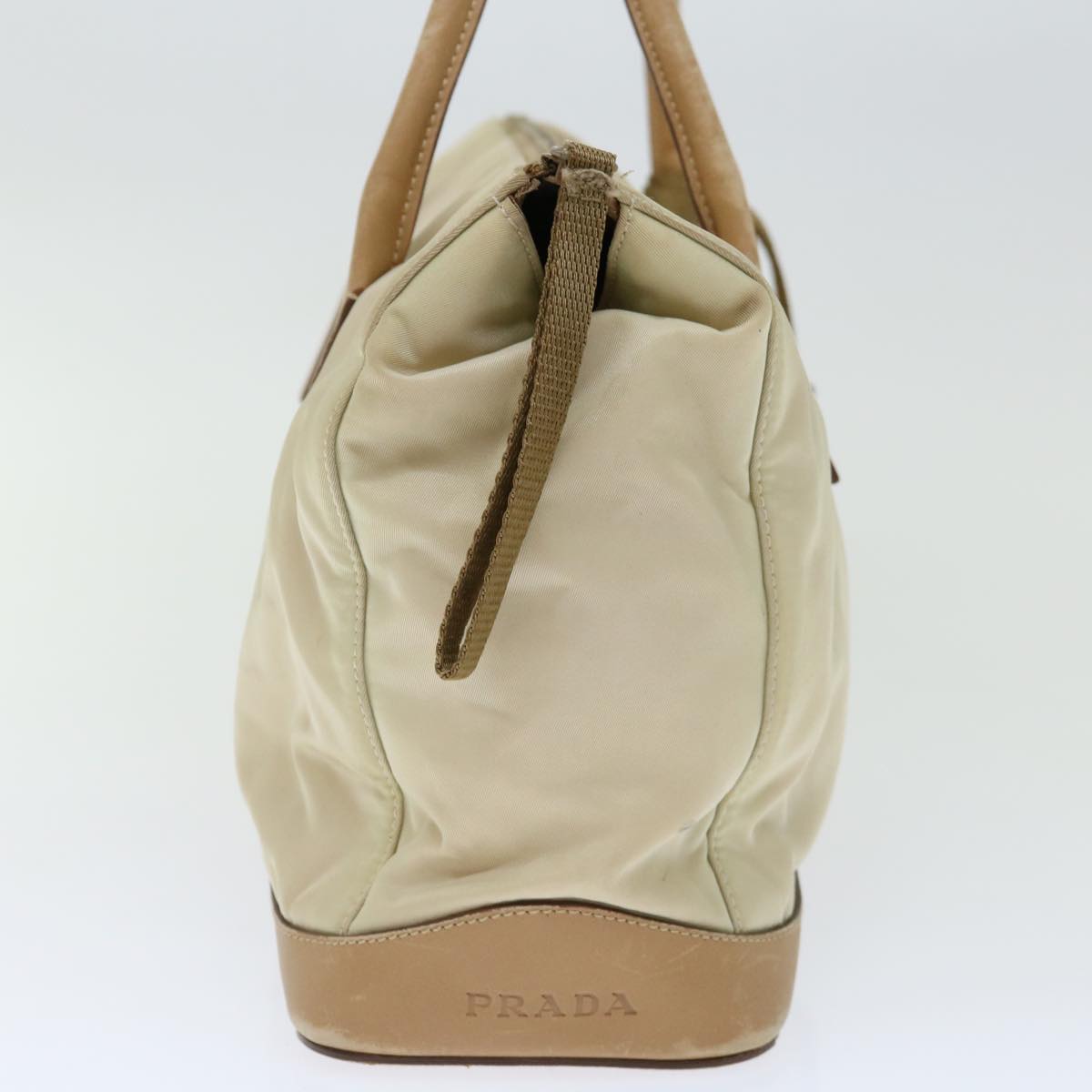 PRADA Shoulder Bag Nylon Beige Auth bs13402