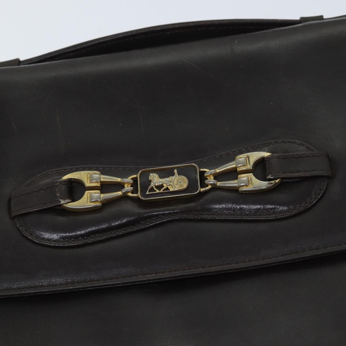 CELINE Shoulder Bag Leather Brown Auth bs13408