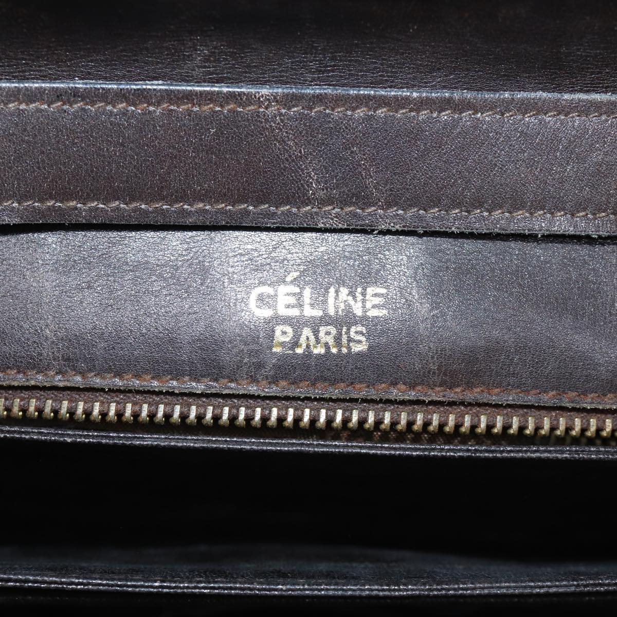 CELINE Shoulder Bag Leather Brown Auth bs13408