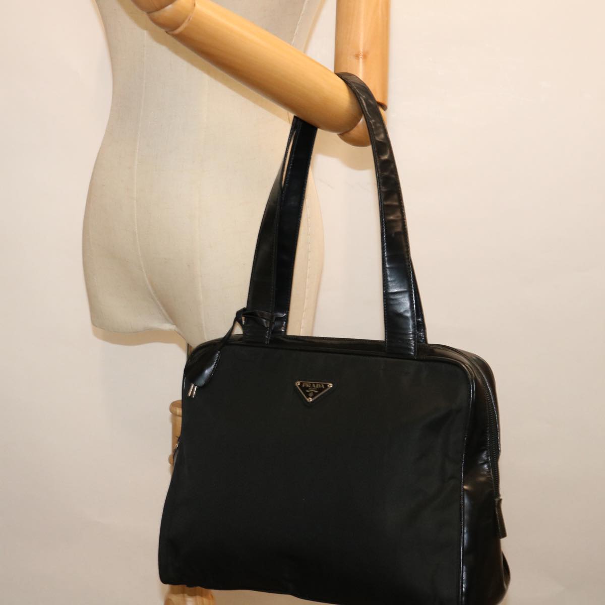 PRADA Shoulder Bag Nylon Black Auth bs13412