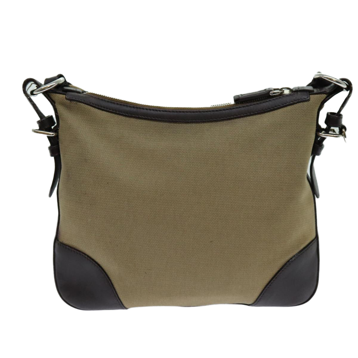 PRADA Shoulder Bag Canvas Beige Auth bs13413