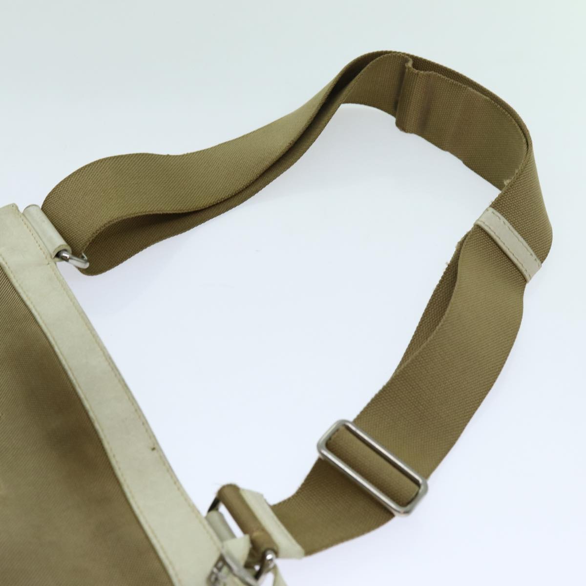 PRADA Shoulder Bag Canvas Beige Auth bs13418