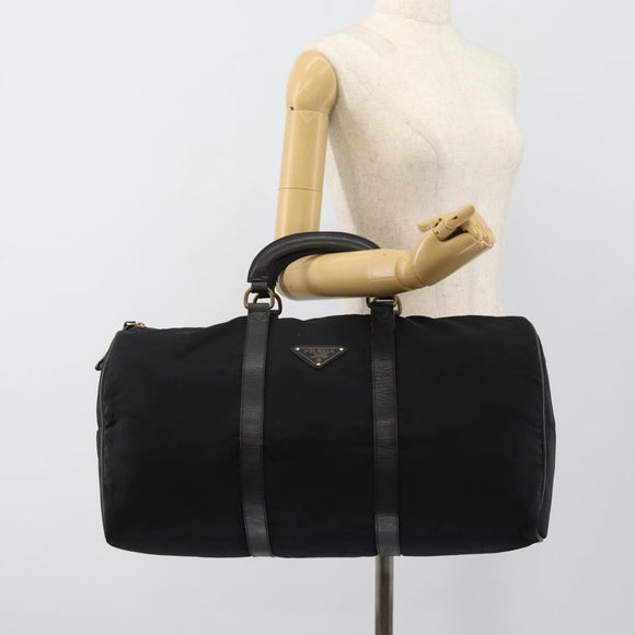 PRADA Boston Bag Nylon Black Auth bs13423