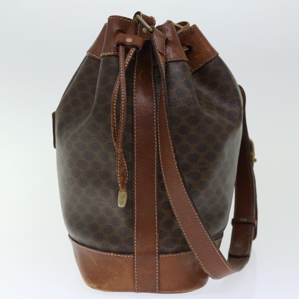 CELINE Macadam Canvas Shoulder Bag PVC Brown Auth bs13427