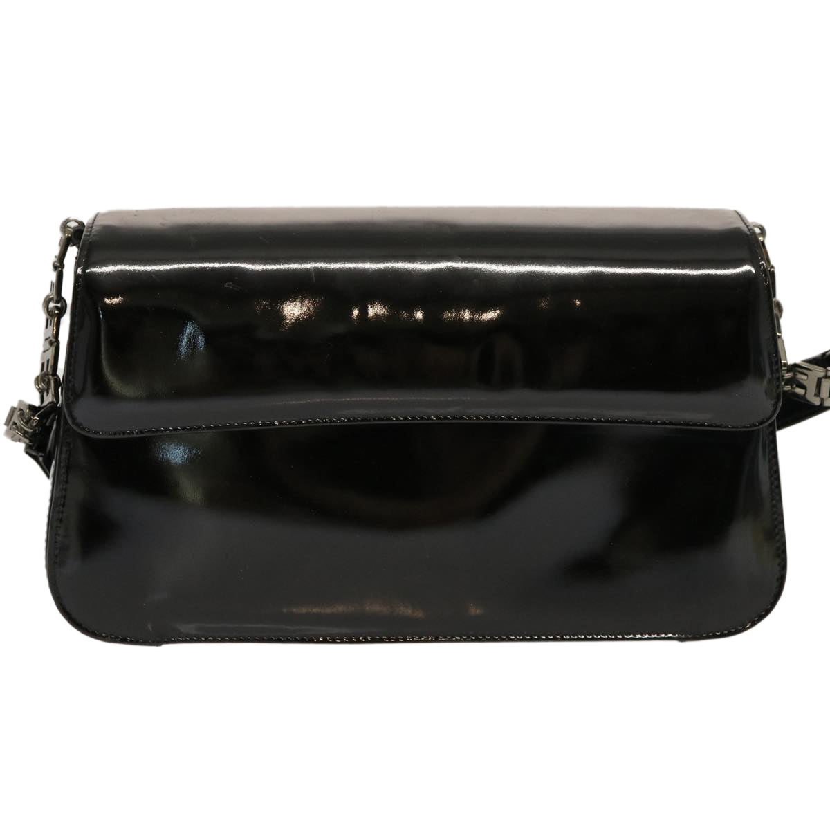 BALLY Shoulder Bag Enamel Black Auth bs13429