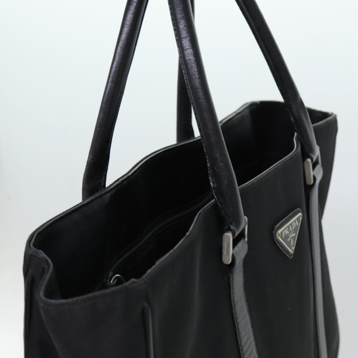 PRADA Hand Bag Nylon Black Auth bs13435