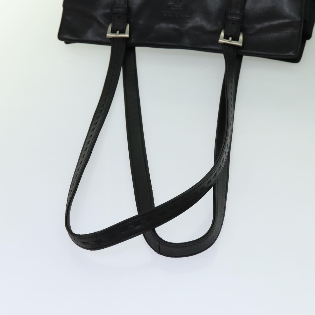 PRADA Shoulder Bag Leather Black Auth bs13436