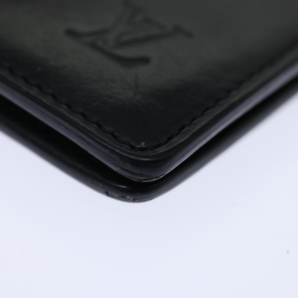 LOUIS VUITTON Nomad Multipuru Wallet Leather Black LV Auth bs13444