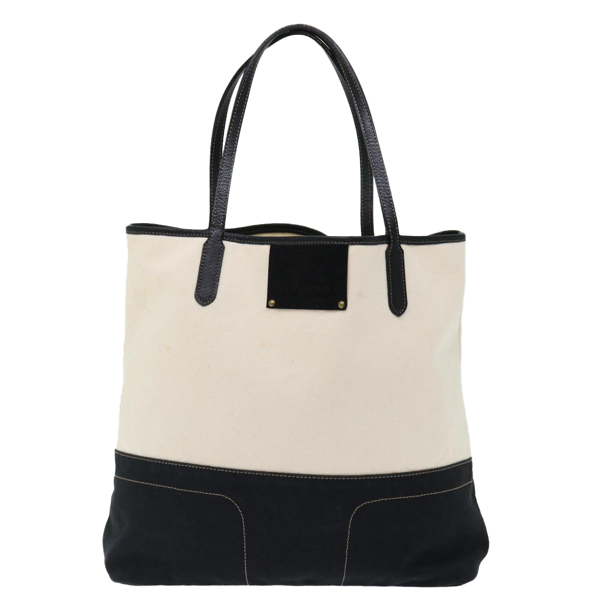 BURBERRY Blue Label Tote Bag Canvas White Black Auth bs13449