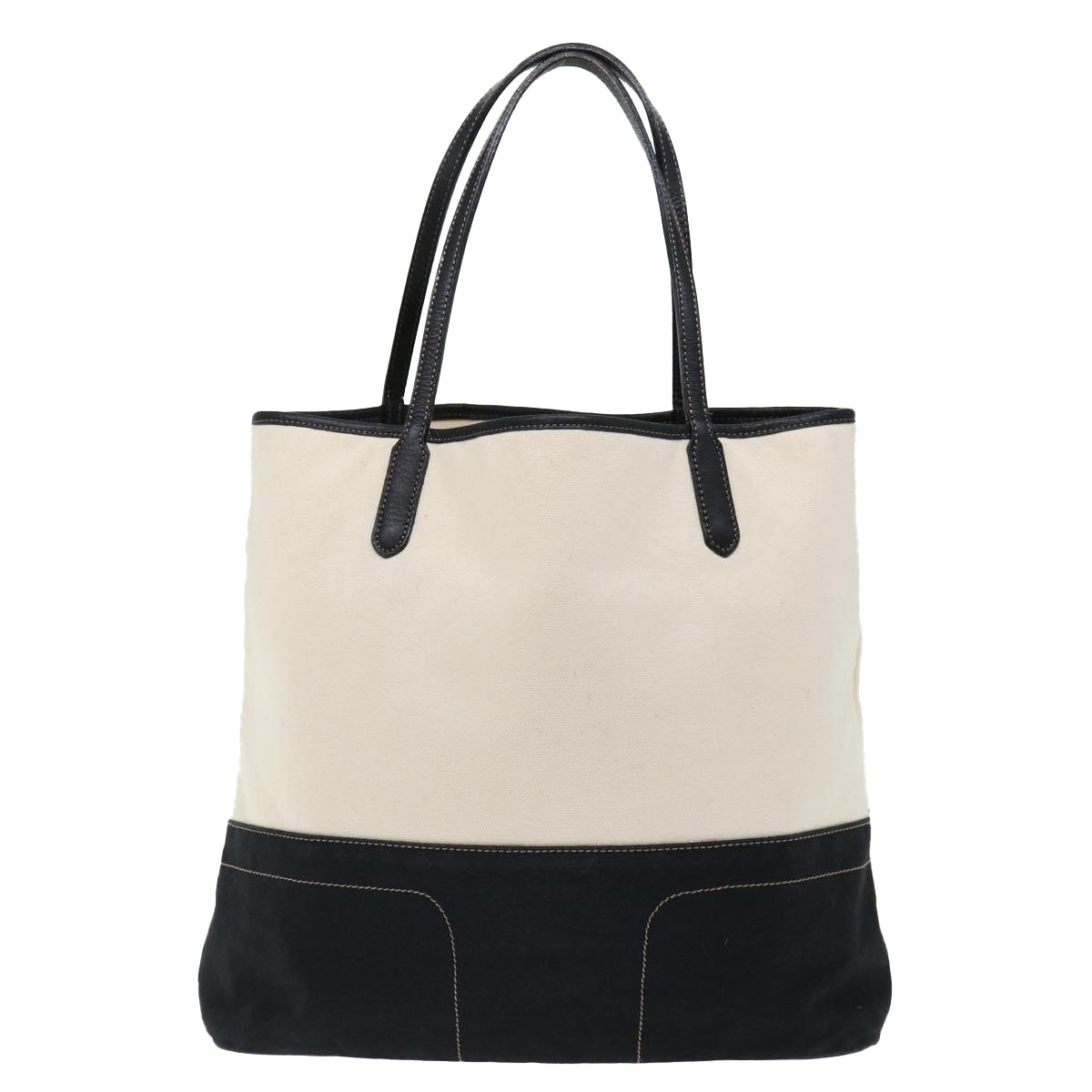 BURBERRY Blue Label Tote Bag Canvas White Black Auth bs13449 - 0