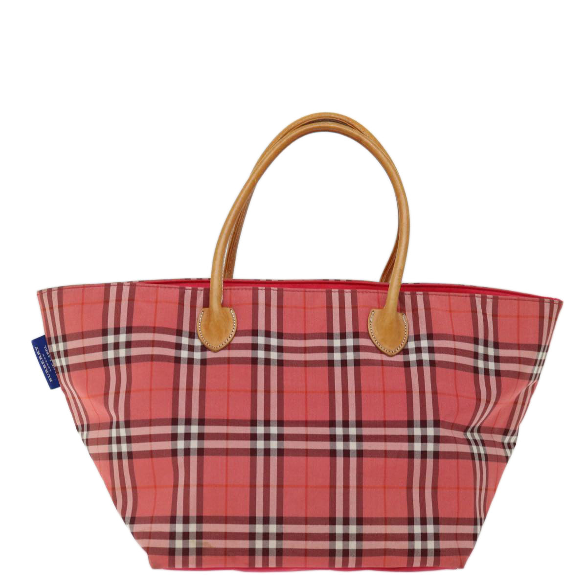 BURBERRY Nova Check Blue Label Hand Bag Nylon Pink Auth bs13467