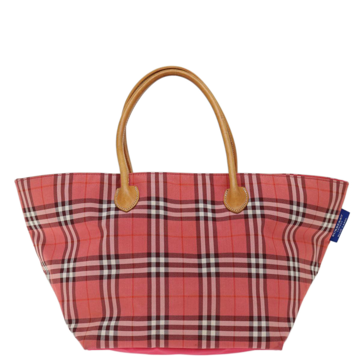 BURBERRY Nova Check Blue Label Hand Bag Nylon Pink Auth bs13467