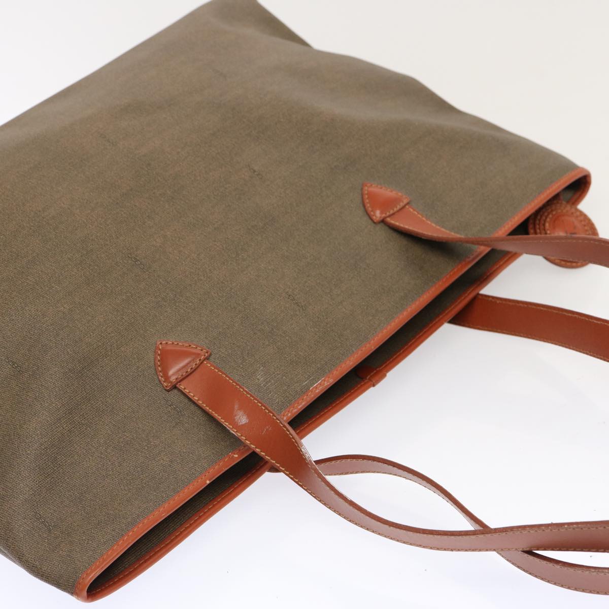 FENDI Shoulder Bag PVC Leather Beige Auth bs13469
