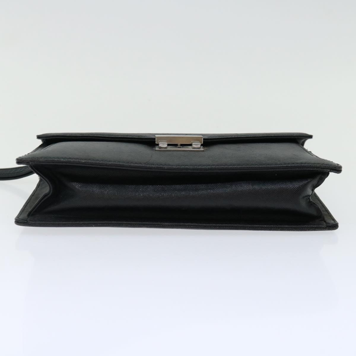 BURBERRY Clutch Bag Leather Black Auth bs13472