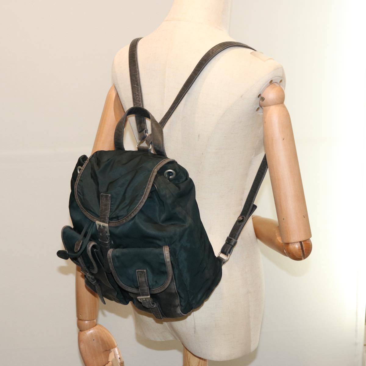 PRADA Backpack Nylon Green Auth bs13480