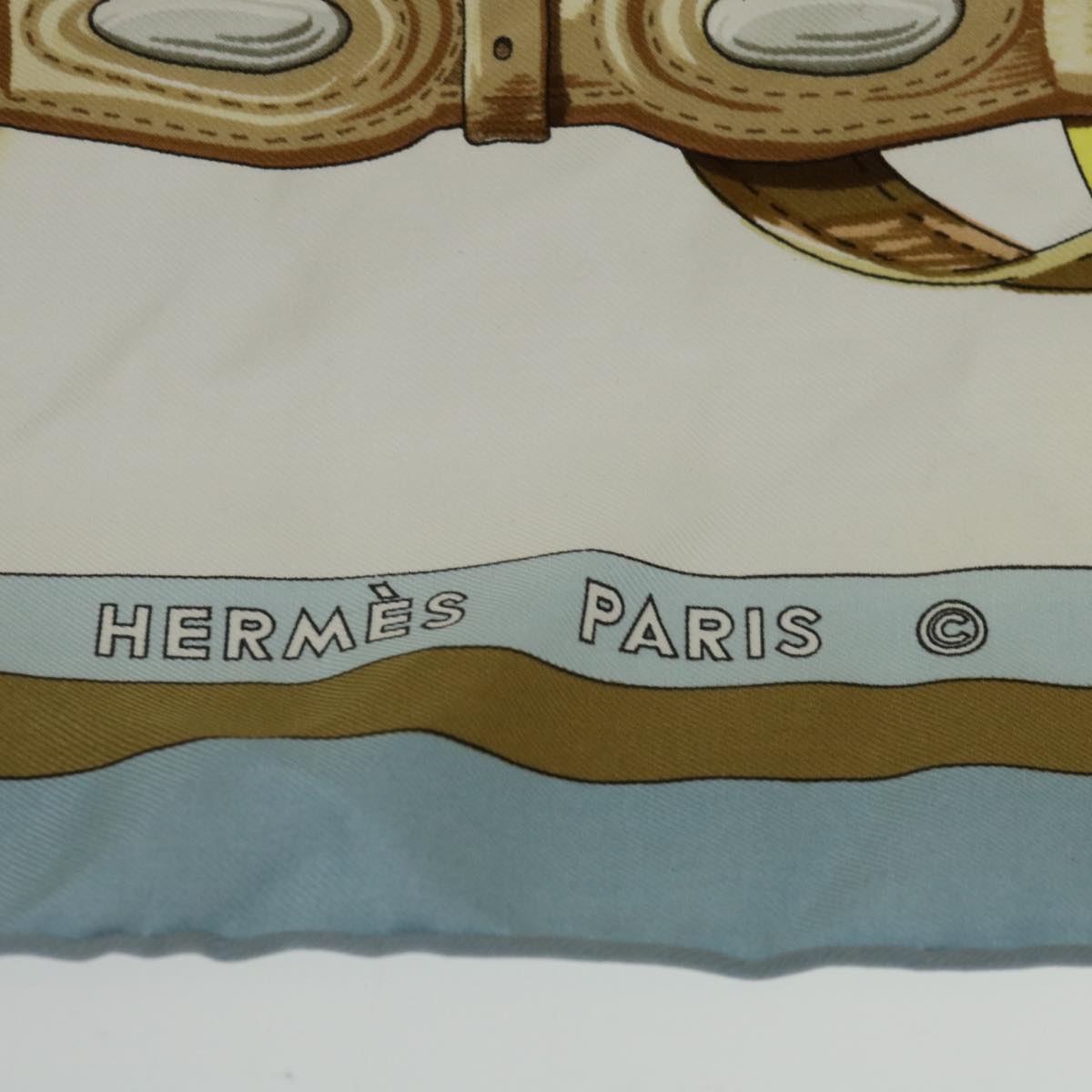 HERMES Carre 90 COACHING Scarf Silk Light Blue Auth bs13485