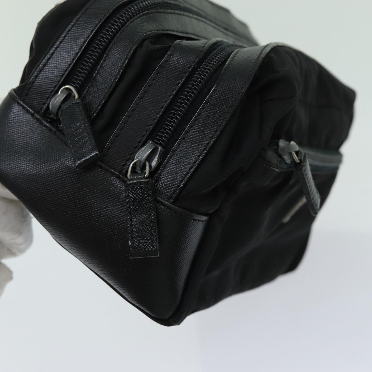 PRADA Clutch Bag Nylon Black Auth bs13493
