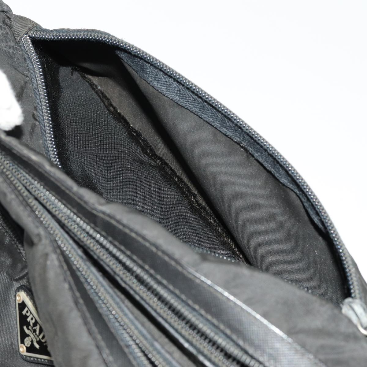 PRADA Clutch Bag Nylon Black Auth bs13493