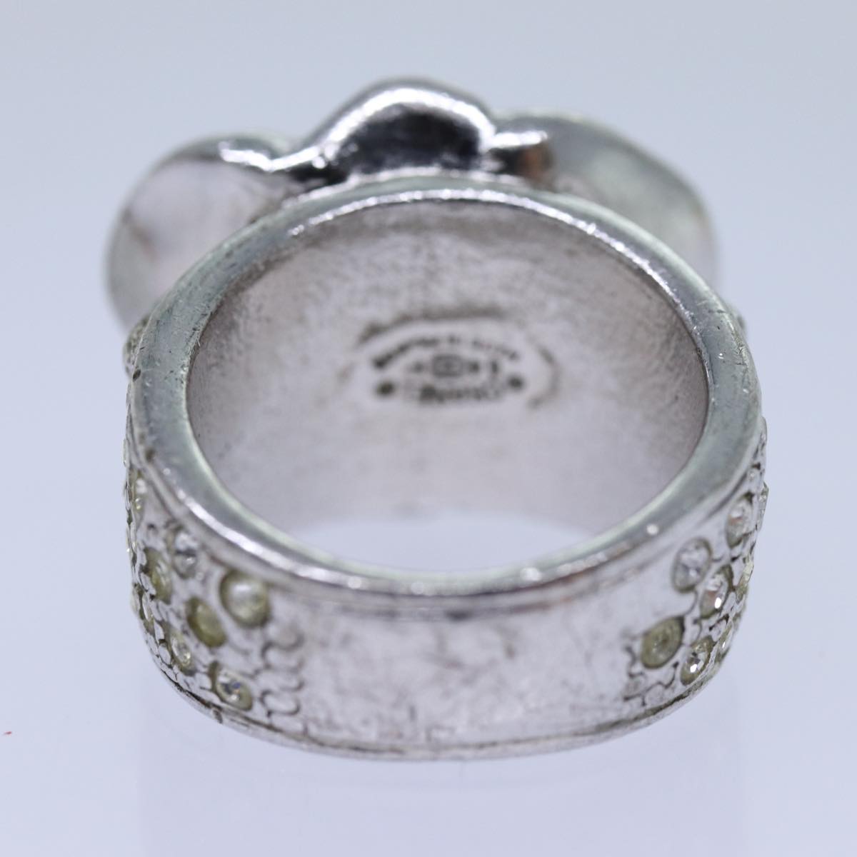 CHANEL COCO Mark Ring metal Silver CC Auth bs13494