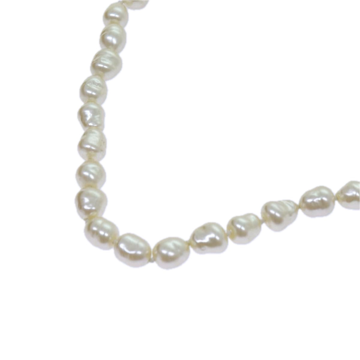 CHANEL Pearl Necklace metal Gold CC Auth bs13497 - 0