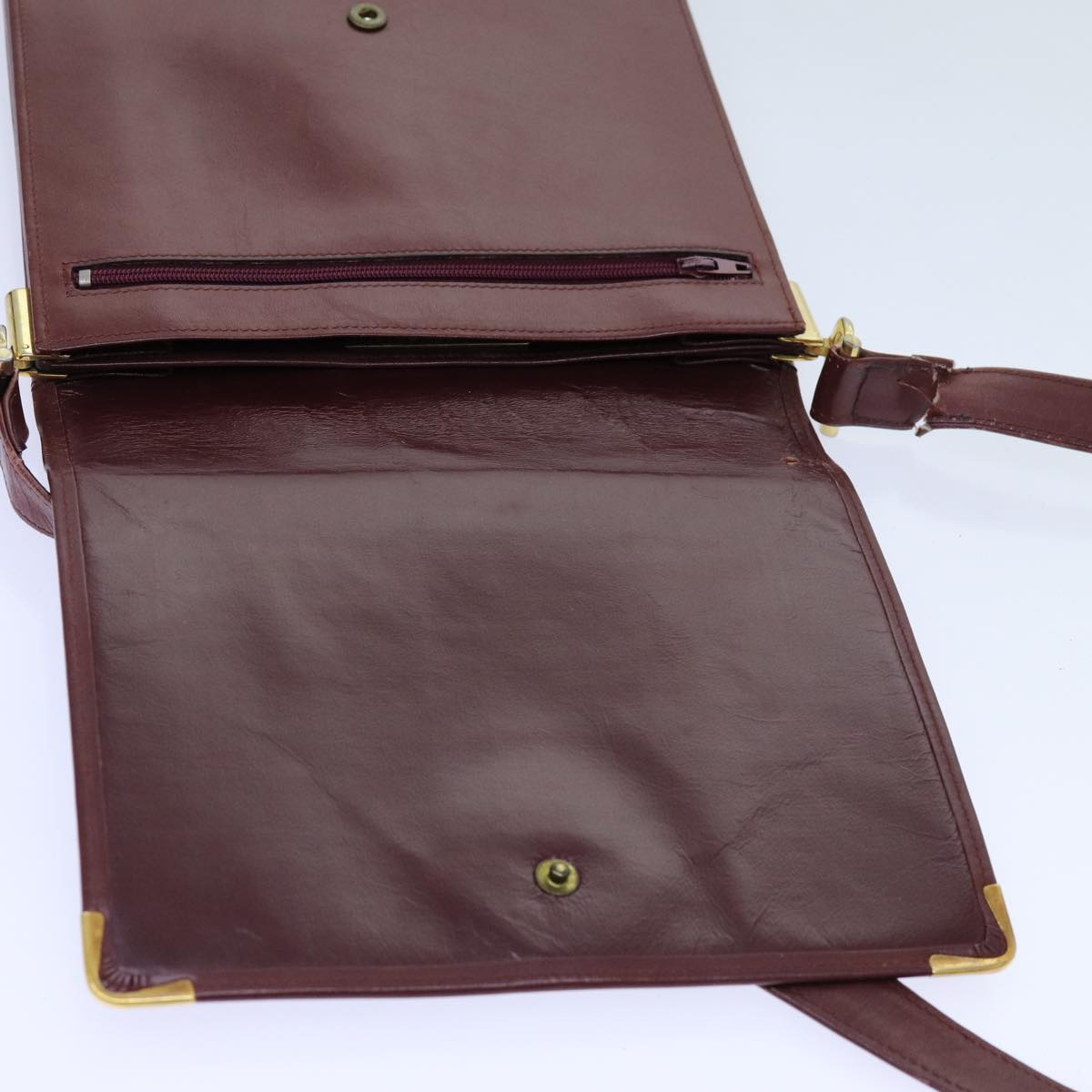 CARTIER Shoulder Bag Leather 5Set Red Auth bs13502